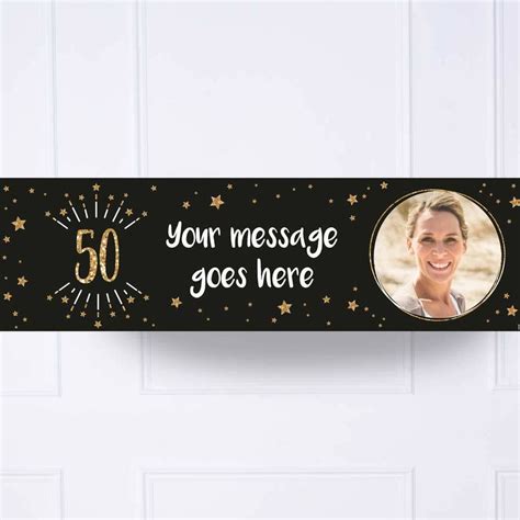 Black & Gold 50th Birthday Personalised Party Banner | Party Banner | Party Pieces