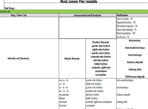 Music Lesson Plan Template | Music Lesson Plans