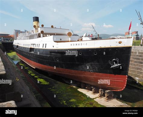 BELFAST, UK - CIRCA JUNE 2018: SS Nomadic tender ship of the White Star Line in Titanic Quarter ...