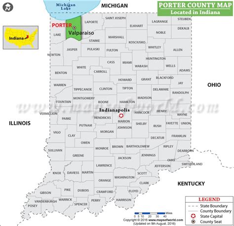 Porter County Map, Indiana