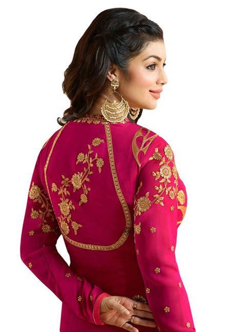 Aryan Fashion Store Red and Pink Georgette Anarkali Gown Semi-Stitched ...