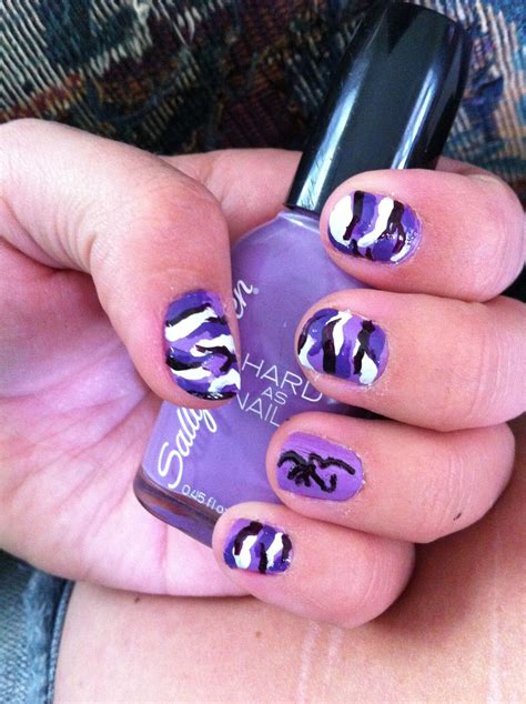 My purple camo and buck mark nails for the hunts! | Camo nails, Purple nails, Cool nail designs