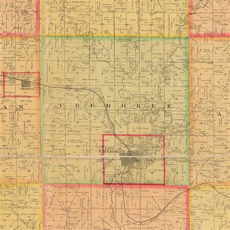 Cherokee, Iowa 1884 Old Town Map Custom Print - Cherokee Co. - OLD MAPS