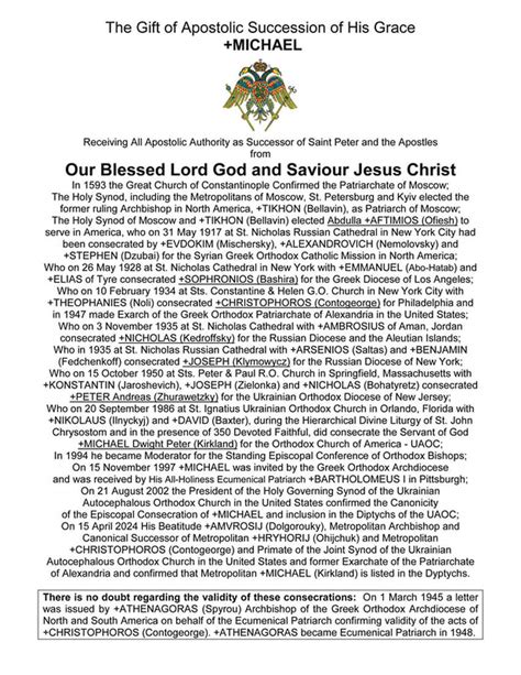 Apostolic Succession - + ORTHODOX CHURCH OF AMERICA + The Standing ...