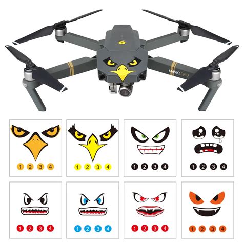 8 Sets Cool Cartoon Camera Drone Decals Skin Sticker for DJI Mavic Pro ...