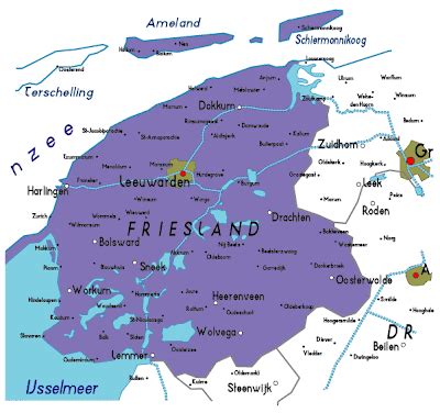 Map of Friesland Province City | Map of Netherlands Political Regional Province