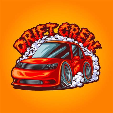 Premium Vector | Drifting car with cartoon style