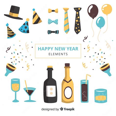 Free Vector | New year 2019 party elements set