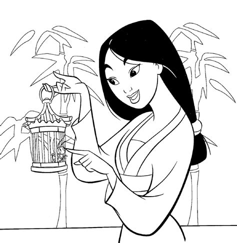 Mulan With Cri-Kee coloring page - Download, Print or Color Online for Free