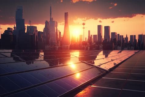 Premium Photo | Solar panels outside city generative ai