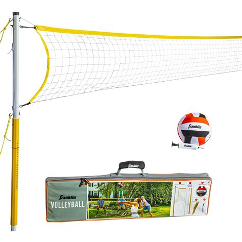 Franklin Sports Volleyball Net Family Set - Includes Cloth Volleyball with Pump, Adjustable Net ...