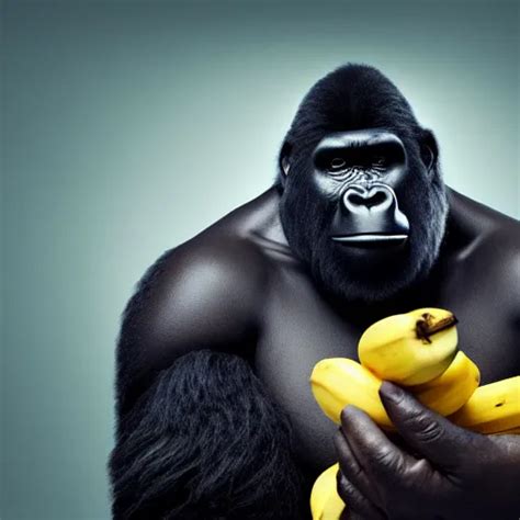 big black man with gorilla body eating bananas in the | Stable Diffusion