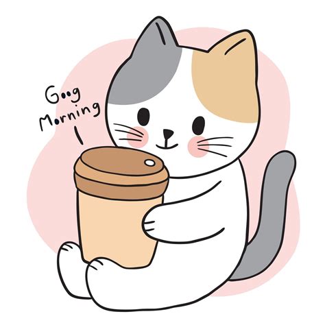 vector lindo del café de la taza de la bebida del gato de la historieta. 2921120 Vector en Vecteezy