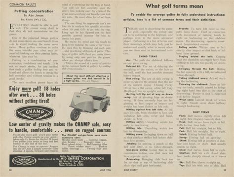 What golf terms mean | Golf Digest | JULY 1956