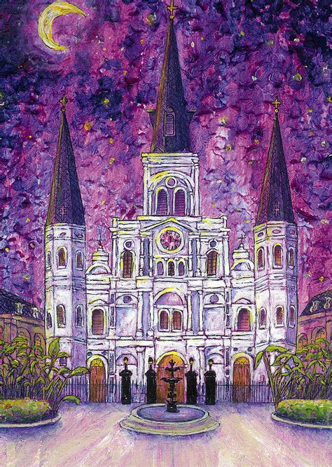 Saint Louis Cathedral with purple night sky Painting by Catherine Wilson - Fine Art America