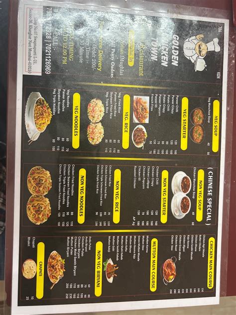 Menu at Golden chicken town, Mumbai