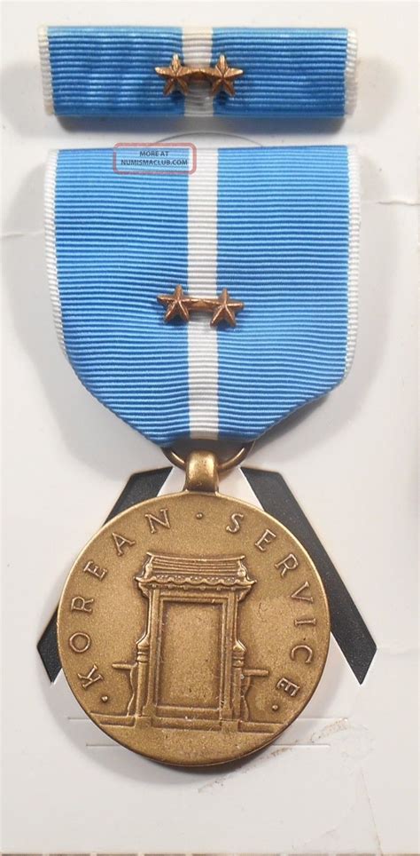 Korean War Service Medal/ribbon/bar With 2 Bronze Stars Mib