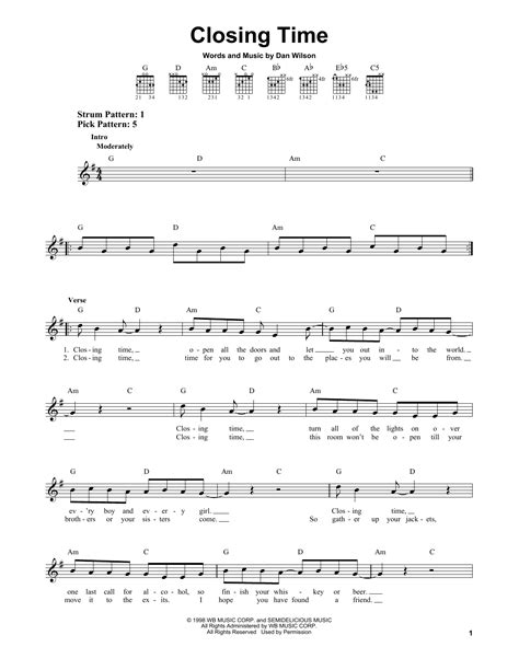 Closing Time | Sheet Music Direct