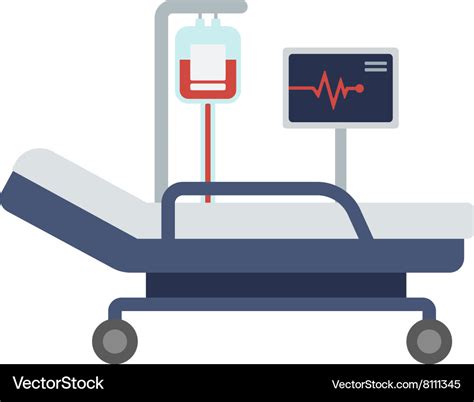 Hospital bed with medical equipments Royalty Free Vector