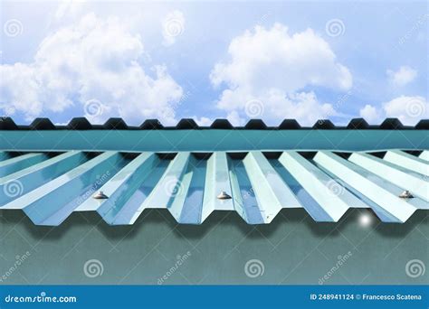 New Roof with Colored Corrugated Metal Sheet Stock Photo - Image of galvanize, galvanises: 248941124