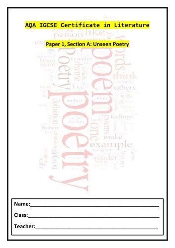 Unseen Poetry Anthology | Teaching Resources