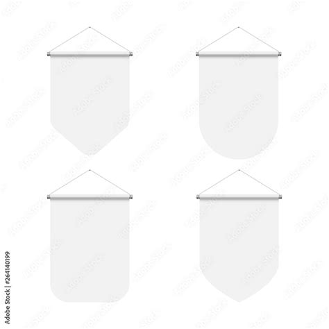 Template White Blank Realistic Pennant Set on White Background ...