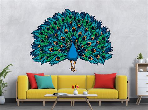 Peacock Wall Decal / Peacock Wall Sticker/ Bird Wall Decor/ - Etsy