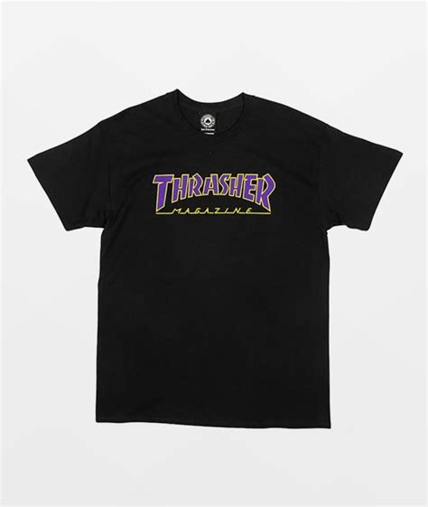 Thrasher Outlined Black & Purple T-Shirt