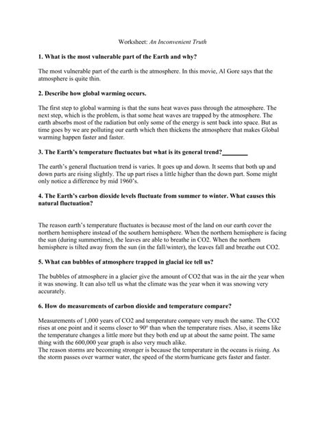 An Inconvenient Truth Worksheet – Imsyaf.com