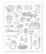 Gardening Tools Coloring Pages sketch template