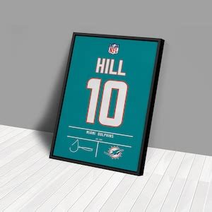 Tyreek Hill Jersey Art Miami Dolphins NFL Wall Art Home Decor Hand Made ...