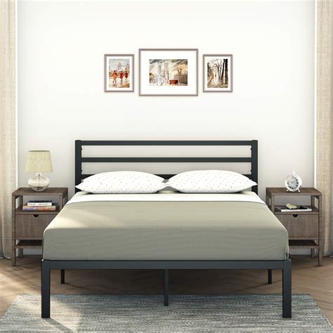 Buy CastleBeds Modern Queen Size Black Iron Bed Frame with Headboard ...