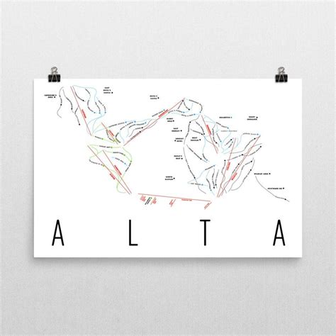 Alta Ski Map Art, Alta Utah, Ski Utah, Alta Trail Map, Alta Ski Resort ...