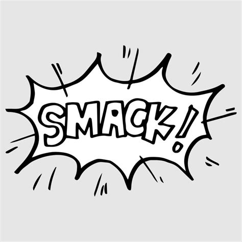 Hand drawn comic speech bubbles with emotion and text smack. vector doodle comic explosion ...