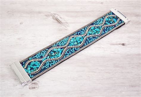 TURQUOISE STONE BRACELET WITH RHINESTONES - Calisa Designs