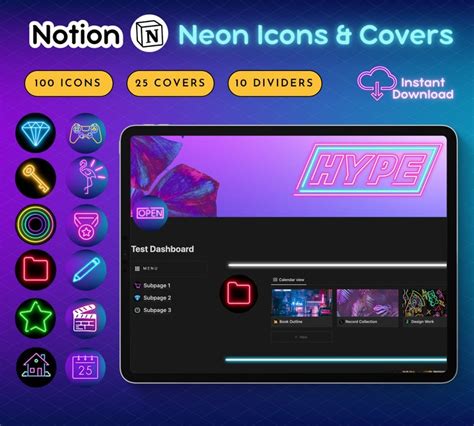 Notion Icons Bundle: NEON notion Covers Notion Icons & - Etsy