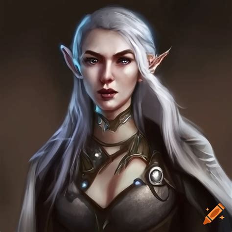 Portrait of a silver-haired female elven mage