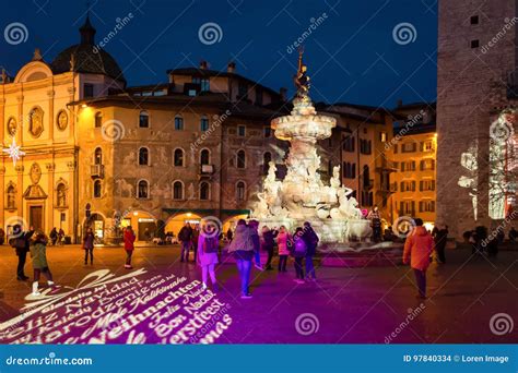 Christmas in Trento, a Charming Old Town with the Christmas Lights. Editorial Stock Image ...