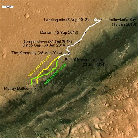 Curiosity route map: Wide view: comparing… | The Planetary Society