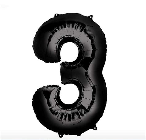 34in Black Number Balloon 3 - Party Store Miami FL | Same Day Delivery