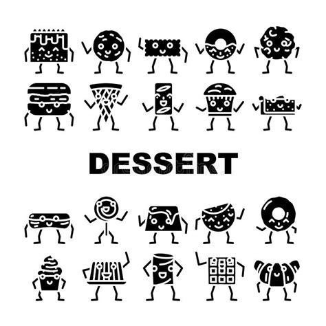 Dessert Character Food Cute Icons Set Vector Stock Vector - Illustration of pastry, candy: 260175674