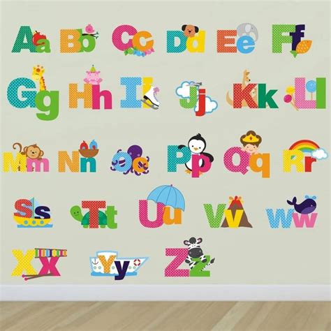 Picture Alphabet Wall Stickers By Mirrorin | Alphabet wall decor, Alphabet wall decals, Alphabet ...