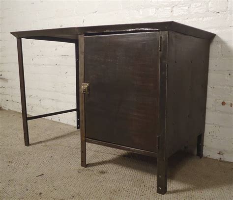 Unusual Industrial Metal Desk with Storage For Sale at 1stDibs