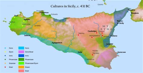 Allison Sermarini's Maps of the Ancient World - Ancient Sicily/Map - Cultures of Sicly 431 B.C.