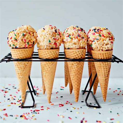 Rice Krispie Sprinkle Ice Cream Cones - Cute Summer Treat!