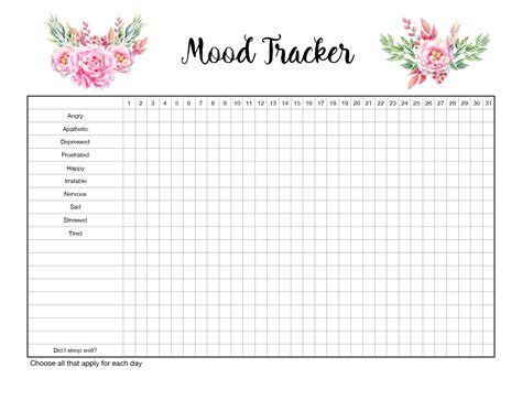 Monthly Mood Tracker - Printables by Design