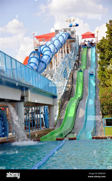 Water slide at Hurricane Harbor waterpark , Six Flags Over Texas ...