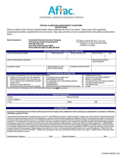 Fillable Online Hospital Indemnity Wellness Benefit Claim Form Aflac - PlanForms.net