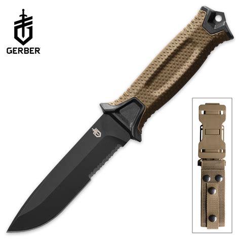 Gerber StrongArm Fixed Blade Knife - Partially Serrated - Coyote Brown | BUDK.com - Knives ...