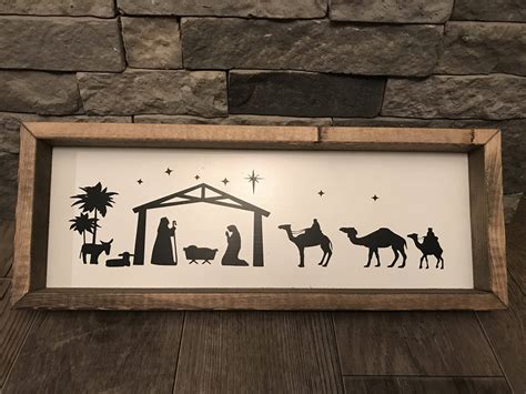 Nativity Scene Wooden Sign Christmas Nativity Sign Framed - Etsy